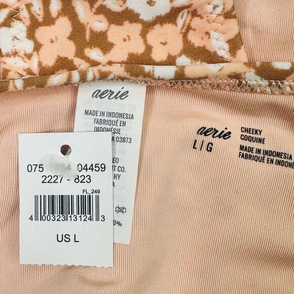 aerie Cheeky Floral Print Side Tie Bikini Bottom - Size Large - Picture 4 of 4